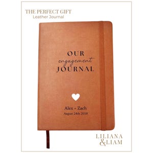 Personalized Vegan Leather Engagement Journal | Couple Keepsake image 1