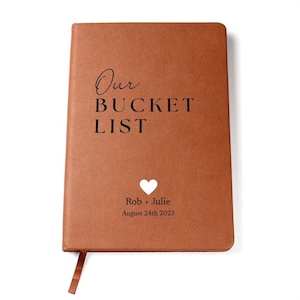 Diario de cuero personalizado - Nuestra lista de deseos - Cuaderno de cuero personalizado para la persona que amas - Regalo de boda o aniversario - Cartas de amor,