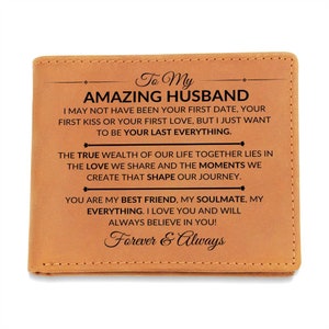 Geschenk für meinen Mann von Frau - mein bester Freund, mein Seelenverwandter, mein alles - Benutzerdefinierte Bi-Fold Leder Brieftasche für Männer - Tolles Weihnachtsgeschenk oder