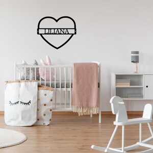 Personalized Metal Heart Sign with Banner, Great Gift for Mom or Decoration for Nursery, Custom Made Home Decor, Metal Wall Art