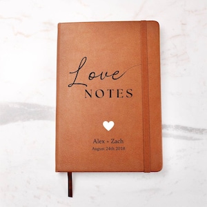 Personalized Leather Journal - Love Notes - Custom Leather Notebook For The One You Love - Wedding or Anniversary Gift - Love Letters, Memor