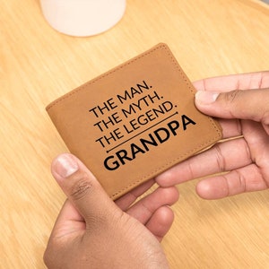 Geschenk für Opa - Der Mann. Der Mythos. Die Legende. - Custom Bi-Fold Leder Geldbörse für Herren - Tolles Weihnachtsgeschenk oder Geburtstagsgeschenk Idee