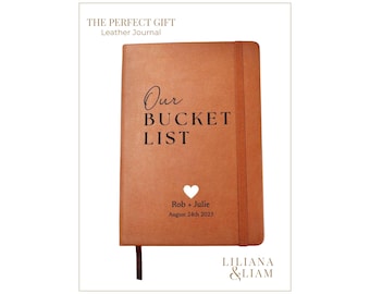 Personalized Leather Journal – Our Bucket List Gift for Couples, Wedding Anniversary Notebook