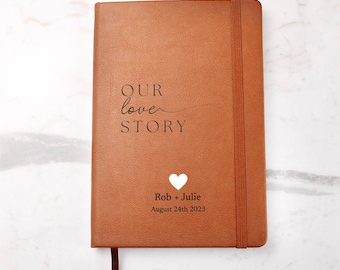 Personalized Leather Journal - Our Love Story - Custom Leather Notebook For Your Love - Wedding or Anniversary Gift For Couples - Letters