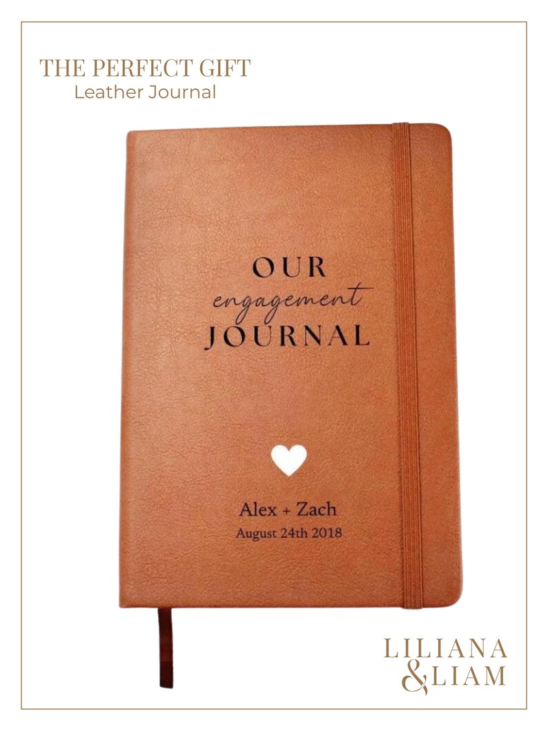 Personalized Vegan Leather Engagement Journal | Couple Keepsake image 2