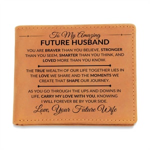 Geschenk für zukünftigen Ehemann, Verlobten, von zukünftiger Frau - Tragen Sie meine Liebe mit Ihnen - Benutzerdefinierte Bi-Fold-Ledergeldbörse für Männer - Tolles Weihnachtsgeschenk oder