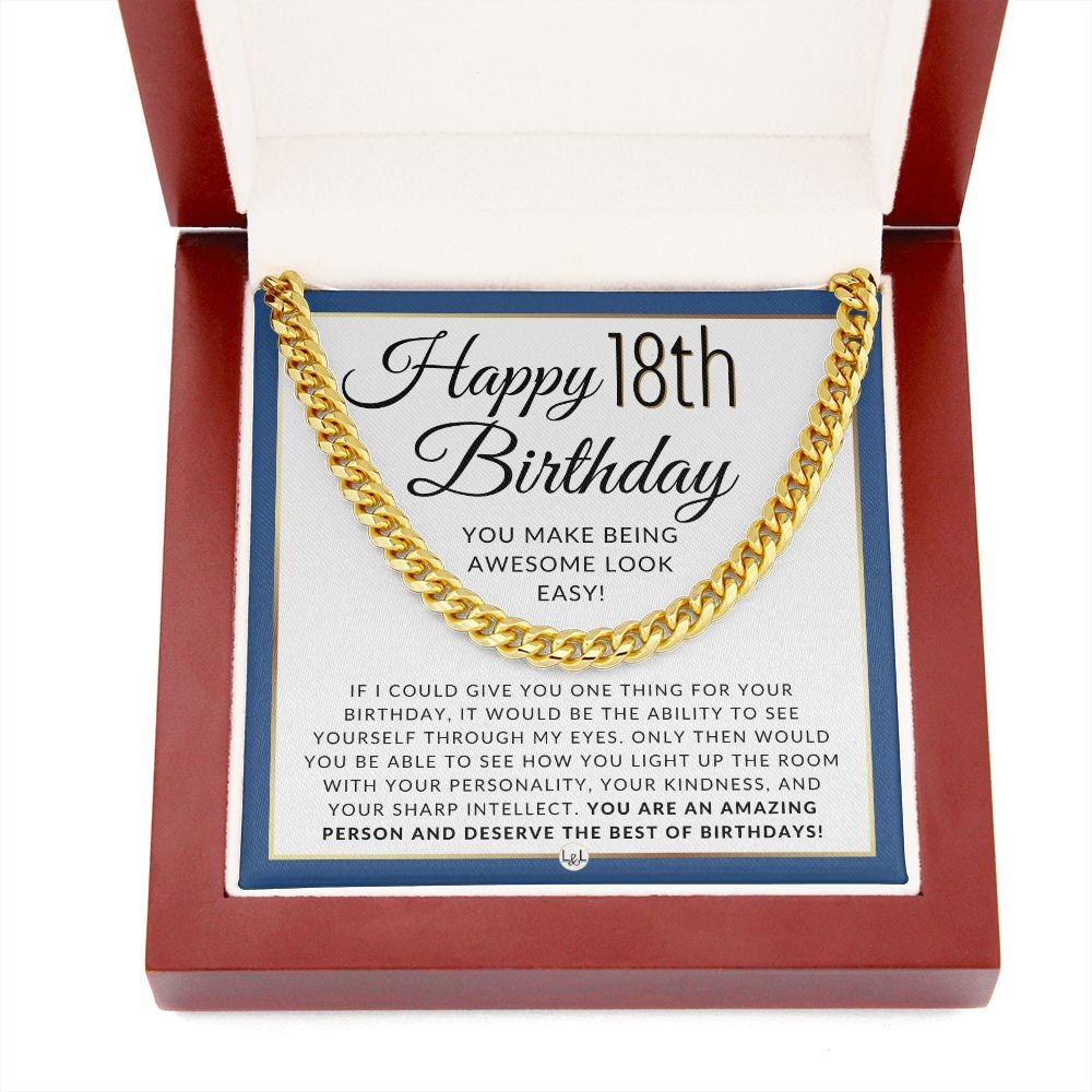 18th Birthday Gift for Him Chain Necklace for 18 Year Old Young Man's