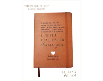 Personalized Vegan Leather Journal - Anniversary Gift for Couples
