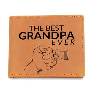Geschenk für Opa - Bester Opa aller Zeiten - Custom Bi-Fold Leder Brieftasche für Herren - Tolles Weihnachtsgeschenk oder Geburtstagsgeschenk Idee