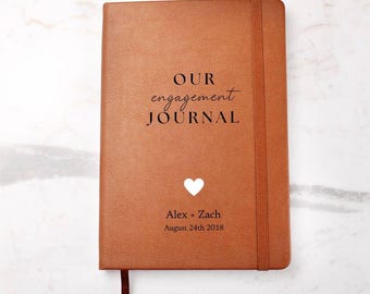 Personalized Vegan Leather Engagement Journal | Couple Keepsake