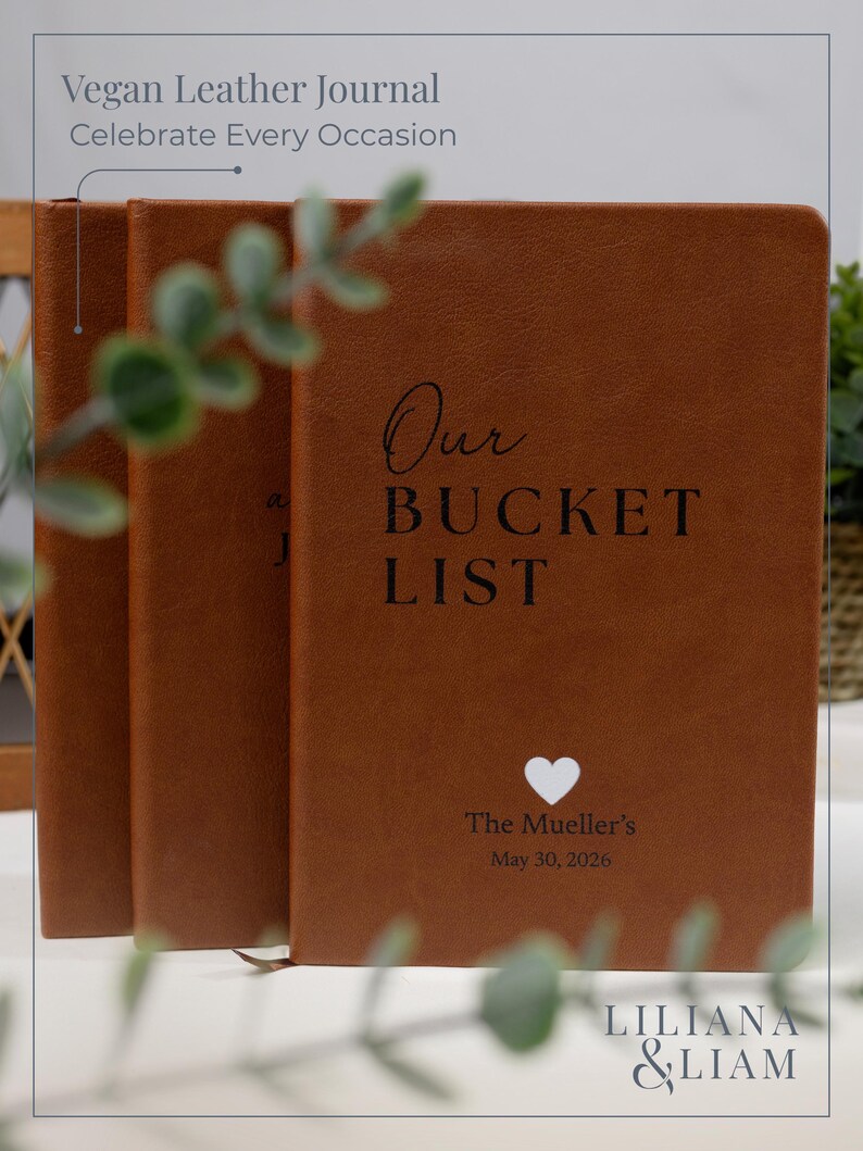 Personalized Vegan Leather Engagement Journal | Couple Keepsake image 3