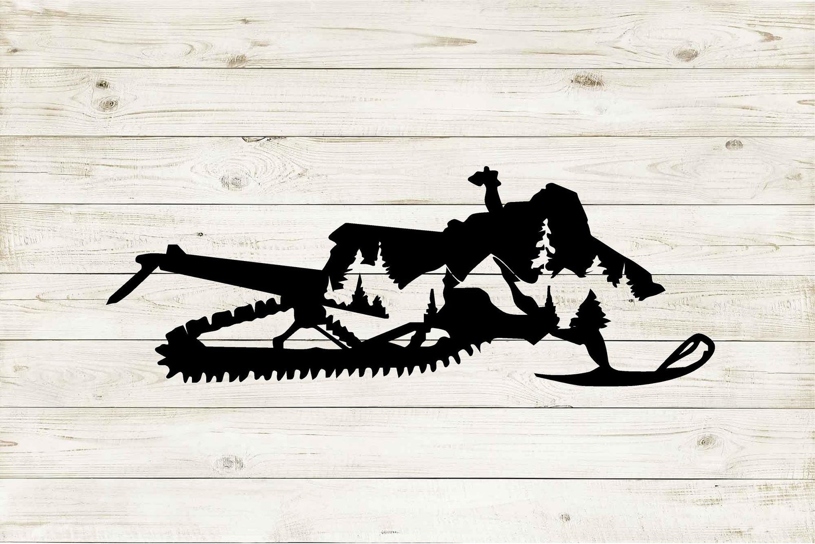 Snowmobile Vinyl Sticker Mountains Trees Custom Decal Etsy