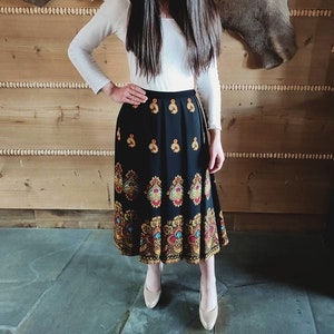 Skirt folk dress highlander culture polish folklore style black slavic turkish pattern ethno fabrics carpathian festival podhale zdjęcie 3