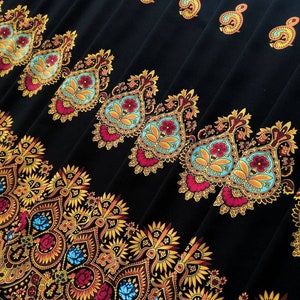 Skirt folk dress highlander culture polish folklore style black slavic turkish pattern ethno fabrics carpathian festival podhale zdjęcie 4