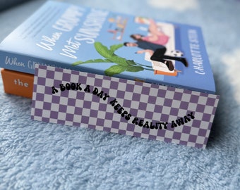 Bookmark, A Book a Day Keeps Reality Away, Reader Gift, Bookish, Book Lover, Bookstagram, Booktok, Purple, for Her, Him, Friend, Bibliophile