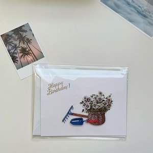 Handgemaakte verjaardagskaart - Gefeliciteerd met je verjaardag! - Tuinieren - 3D-kaart