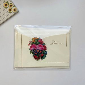 Biglietto celebrativo olandese fatto a mano - Proficiat - Fiori - Biglietto 3D