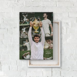 Carlos Alcaraz, Wimbledon 2023 Sieger, Poster oder Leinwand, Tennis Wandkunst, Spanien, Wanddekor