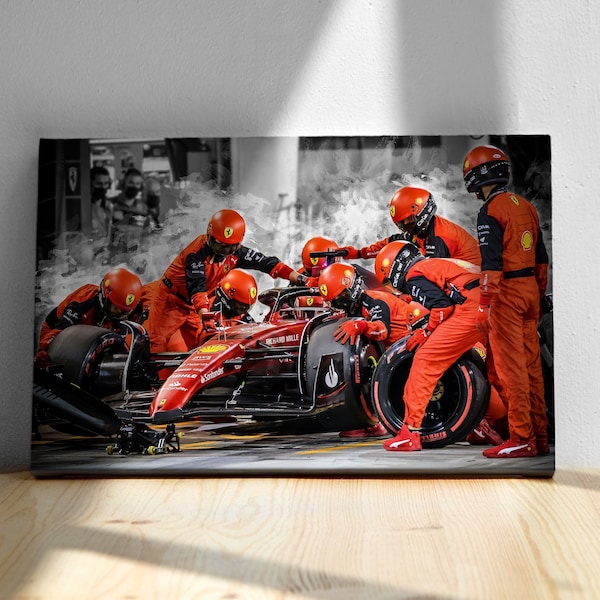 Charles Leclerc Pit Stop Poster or Canvas, F1 Scuderia Ferrari, Season 2022, Office Wall Art, Home Decor, Gift for Him