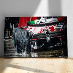 F1 Poster or Canvas Print, Alfa Romeo, Man Cave Decor, Wall Art, Gift For F1 Fan