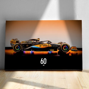 Formula 1 Wall Art, McLaren 2023 F1 Canvas or Poster, MCL60, Man Cave Decor, Wall Art