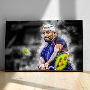 Arte de parede de tênis, pôster de Nick Kyrgios, impressão em papel ou tela, Aberto dos EUA, decoração de casa esportiva