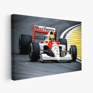 Arte de parede F1, pôster da lenda da Fórmula 1 Ayrton Senna, impressão em papel ou tela, McLaren, arte de parede F1, decoração de caverna masculina