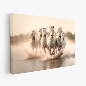 White Horses Poster or Canvas Print: Wild Running Herd, Home Decor
