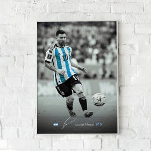Póster de Lionel Messi, Leo Messi, CABRA, Lienzo, Fútbol argentino, Copa del Mundo 2022, Decoración de cueva para hombres, Arte de pared de fútbol