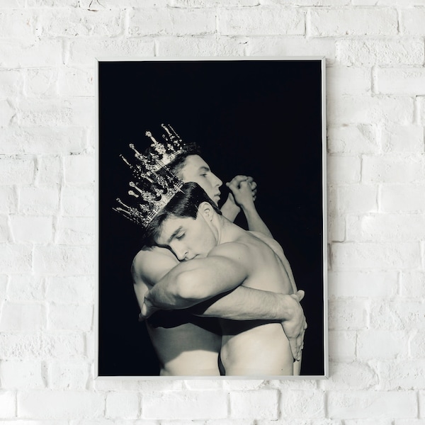 Two Men Dancing, Black and White Vintage Art Print, Artwork, Wall art, Home Decor, Gift