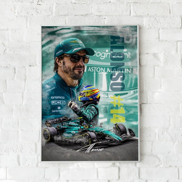 Fernando Alonso, Wall Art, F1 Temporada 2023, Lienzo o Póster, Aston Martin F1 AMR23, Fórmula 1