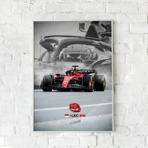 F1 Poster, Charles Leclerc, Paper or Canvas Print, Wall Art, Ferrari SF-23, Man Cave Decor, Ferrari F1
