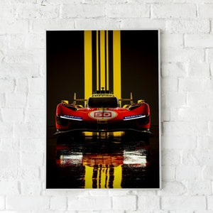 Le Mans Hypercar Ferrari 499P Poster, Canvas or Paper Print, World Endurance Championship, Man Cave, Wall Art, Housewarming Gift