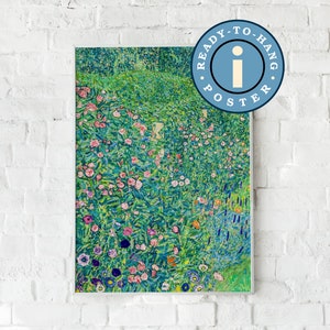 Gustav Klimt Framed Poster, Italian Garden Art, Matte Paper Print, Wall Art, Room Decor, Housewarming Gift