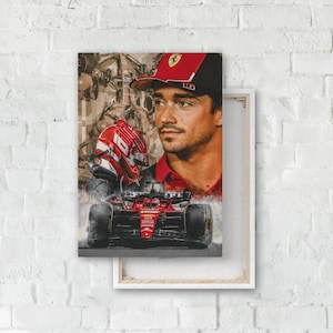 Formula One Poster, Canvas or Paper Print or Digital File, Charles Leclerc, Wall Art, Ferrari F1 Poster, F1 Gift Idea
