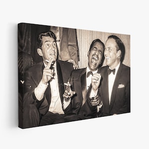 Dean Martin, Sammy Davis Jr, Frank Sinatra Laughing, Poster, Stampa su carta o tela o Download digitale, Decorazione per la casa, Arte della parete, Regalo musicale