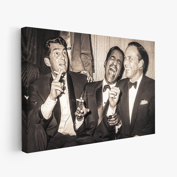 Dean Martin, Sammy Davis Jr, Frank Sinatra Laughing, Poster, Paper or Canvas Print or Digital Download, Home Decor, Wall Art, Music Gift