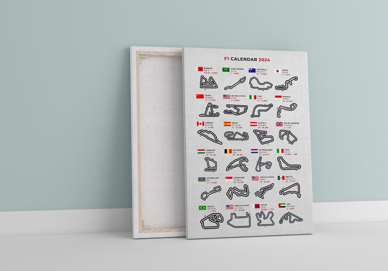 Formula 1 Wall Calendar F1 Season 2024 Canvas or Poster F1 Etsy
