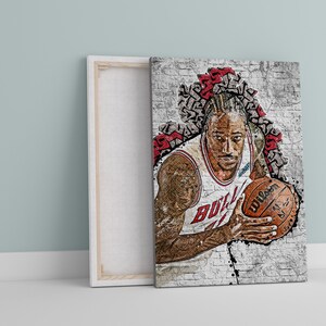 Poster in stile graffiti di DeMar DeRozan, Chicago Bulls, stampa su tela o carta, NBA, basket, arte da parete, uomo delle caverne, regalo per lui/lei