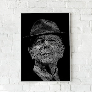 Leonard Cohen, Hallelujah Lyrics, Text Portrait, Music Wall Art, Poster or Canvas Print, Gift Idea