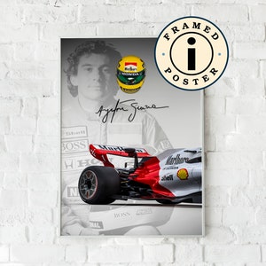 Ayrton Senna F1 Poster (framed), Matte Paper Print, McLaren Wall Art, Ready-To-Hang Formula 1 Gift
