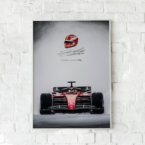 Charles Leclerc Signature, Framed F1 Poster, Matte Paper Print, Wall Art, Room Decor, Ferrari F1 Poster, Gift Idea