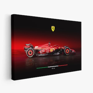 Póster de Ferrari F1, SF-24, impresión en papel o lienzo, monoplaza Ferrari F1, temporada 2024, Charles Leclerc, Carlos Sainz, Man Cave, arte mural