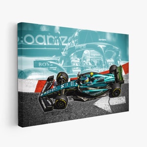 フェルナンド アロンソ ポスター、キャンバスまたは紙プリント、アストン マーティン F1 AMR23、スポーツ ウォール アート、モンテカルロ、モナコ GP