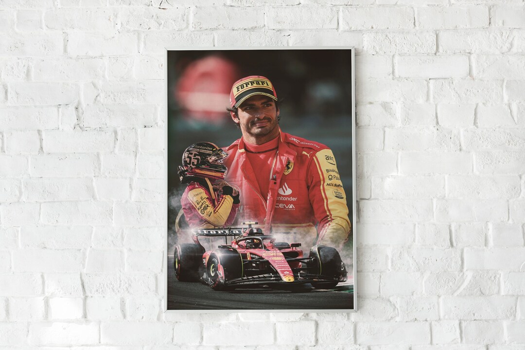 Carlos Sainz Poster or Canvas, F1 Ferrari Wall Art, Man Cave Decor ...