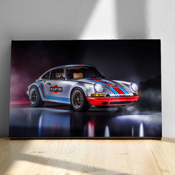 Porsche 911 Wall Art, Poster, Paper or Canvas Print, Historic Racing Car, Martini, Man Cave Decor, Gift Idea