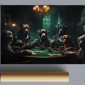 Perros jugando al póquer: póster de papel mate de primera calidad (sin marco), tamaño: 50 x 70 cm / 20 x 28 pulgadas