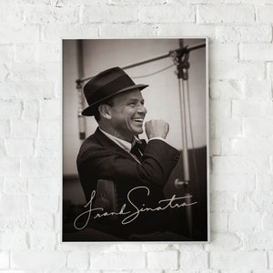 Póster de la firma de Frank Sinatra, impresión en papel, lienzo o descarga digital, arte mural para una cueva de hombre, regalo para un fanático de la música.