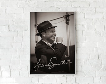 Póster de la firma de Frank Sinatra, impresión en papel, lienzo o descarga digital, arte mural para una cueva de hombre, regalo para un fanático de la música.
