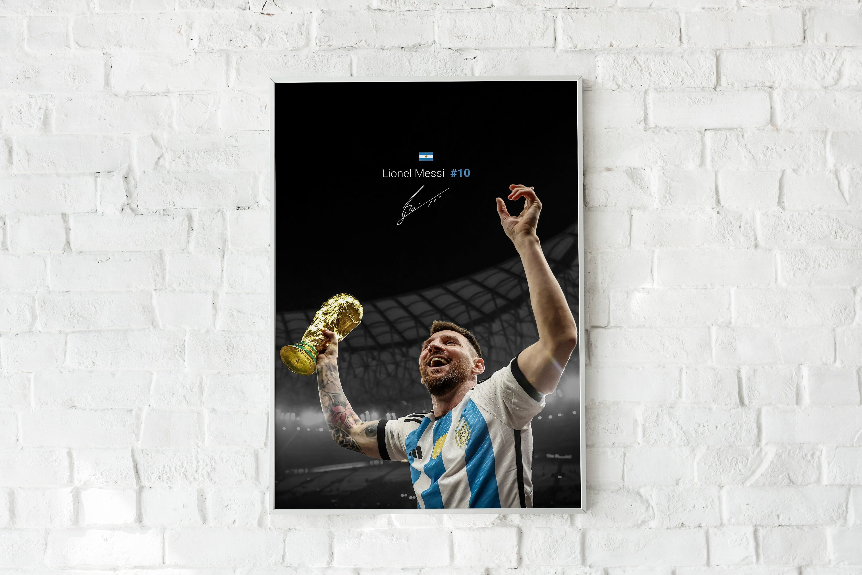 Lionel Messi Poster Mit Drei Sternen Argentinien, Fußballspieler